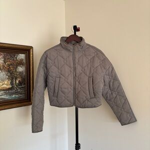 URBAN OUTFITTERS Quilted Taupe Puffer Jacket